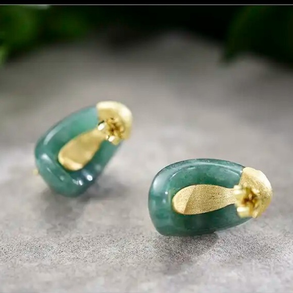 Artisan Handmade 925 Silver Natural Aventurine Quartz Earrings - Picture 8 of 14